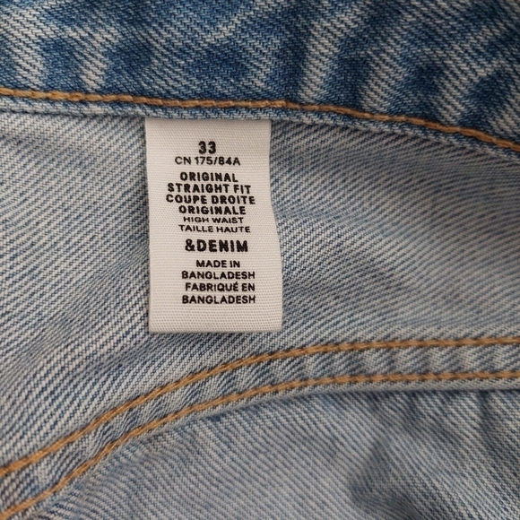 &Denim Button Fly Original Straight Fit High Waist Raw Hem Jeans Sz 33 Cotton. - Picture 11 of 11